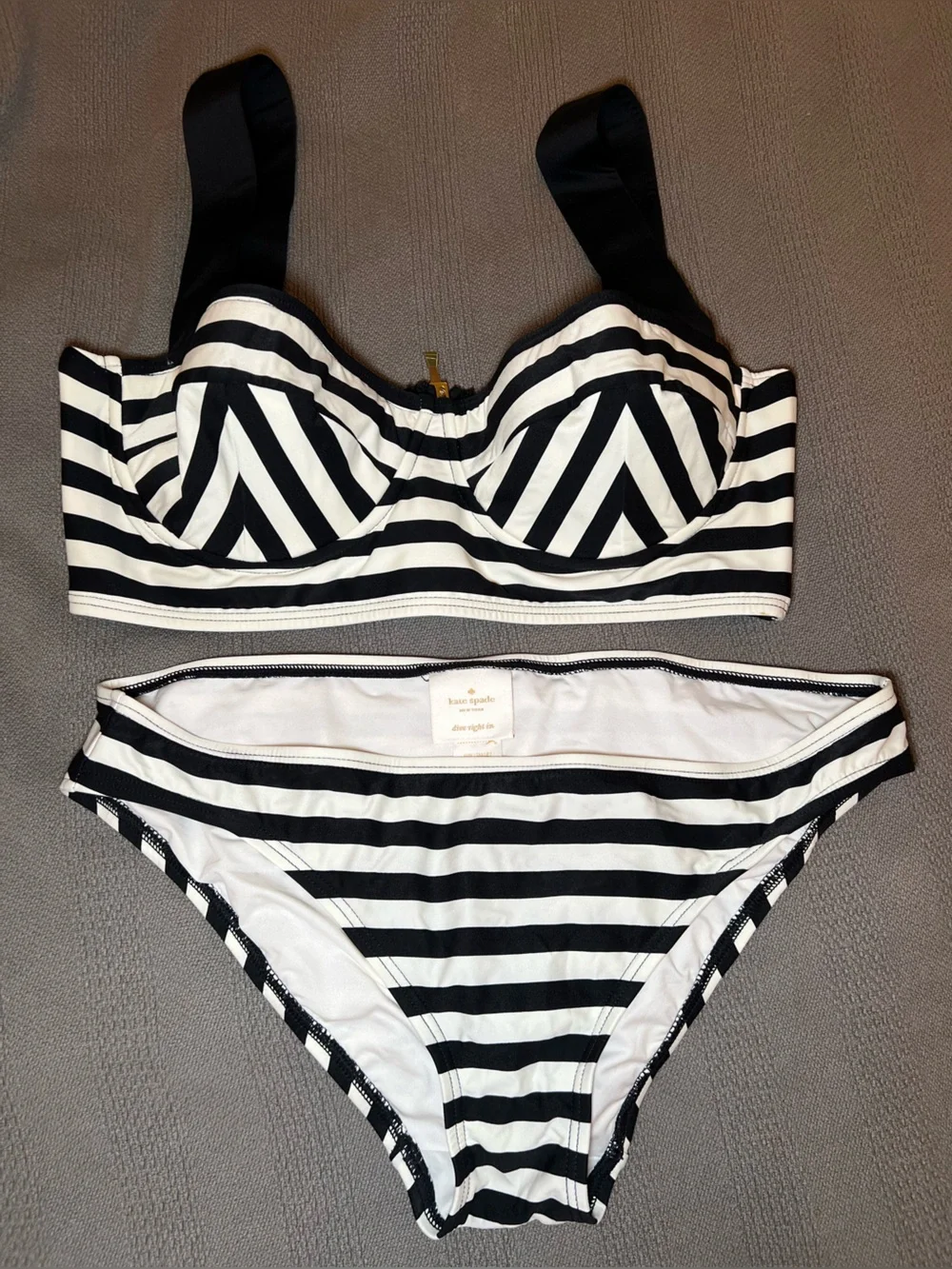 Kate Spade Striped Black & White Bikini Set